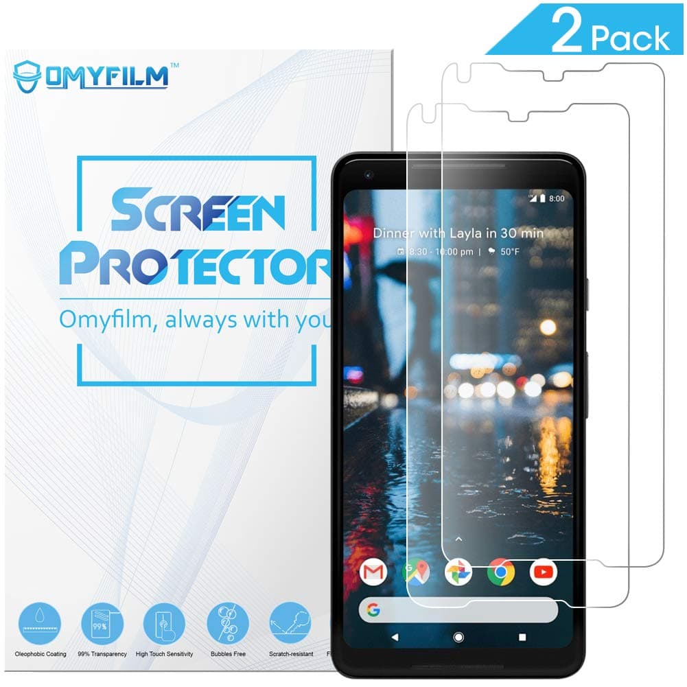 [2 Pack] Pixel 2 XL Screen Protector [Shatter Proof] OMYFILM Google Pixel 2 XL Tempered Glass Screen Protector [Highly Transparent] Quick Response Glass Screen Protector for Pixel 2 XL