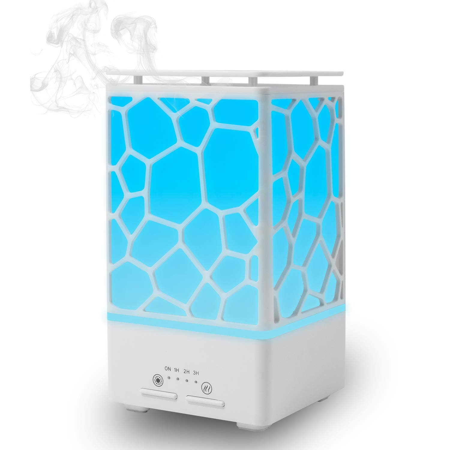 Daroma 200ml Water Cube Aroma Diffuser for Essential Oil,Aromatherapy Ultrasonic Cool Mist Humidifier Air Electric Scent Home Office Gift,Beautiful Light Up,White
