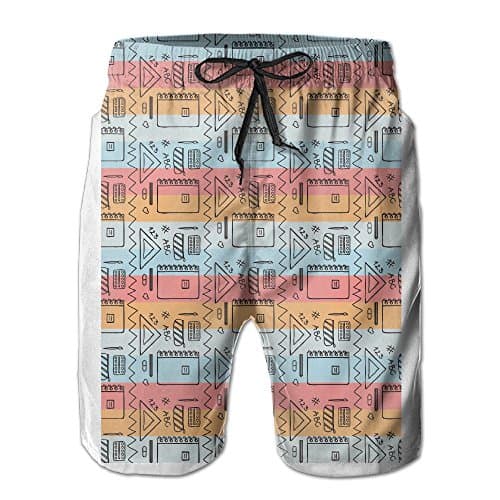 Hand Drawn School Tool Swimming Trunks Short Printed Funny Classical Climbing