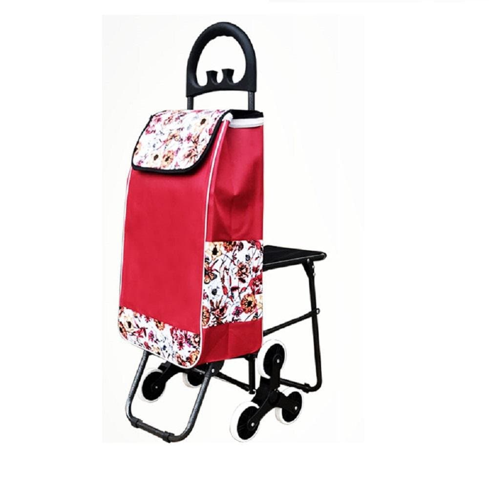 6-Wheel Shopping Carts Small Pull Carts Portable Pull Trucks Elderly Foldable Belt Lever car Home Trolley Stair Climbing Cart , 4