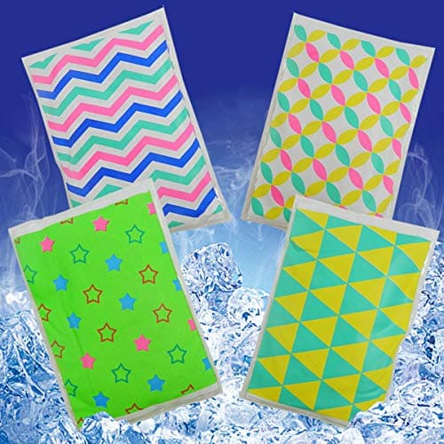 Ice Pack for Lunch Boxes - 4 Reusable Packs - Keeps Food Cold – Cool Print Bag Designs - Great for Kids or Adults Lunchbox and Cooler (New ice Pack)