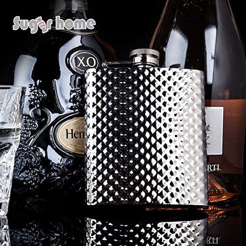 Sugar home Rimless Flask with Diamond Pattern and Mirror Finish, 8 oz