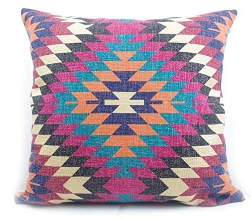 Diamond Pattern Kilim Print Cotton Linen Cushion