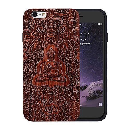 JuBeCo Patterni Design for iPhone 6/6s(4.7 Inch),Handmade Natural Solid Wood Case, Bamboo Case(Buddha)
