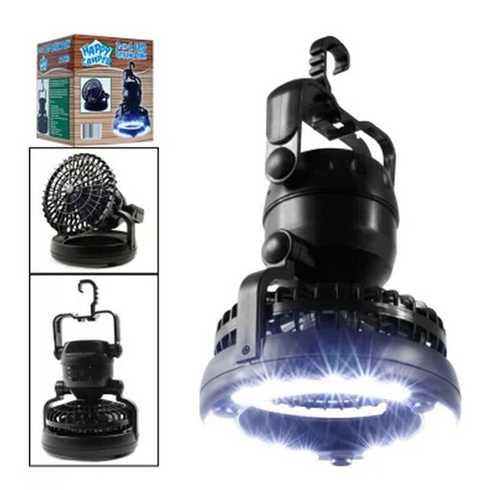 Mini Store 2 in 1 Tent LED Camping Ceiling Fan Black