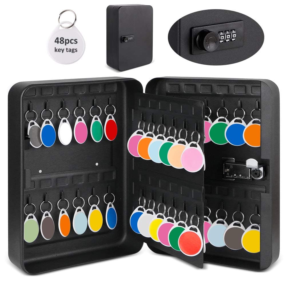 48 Key Cabinet Steel Security Lock Box with Combination Lock
