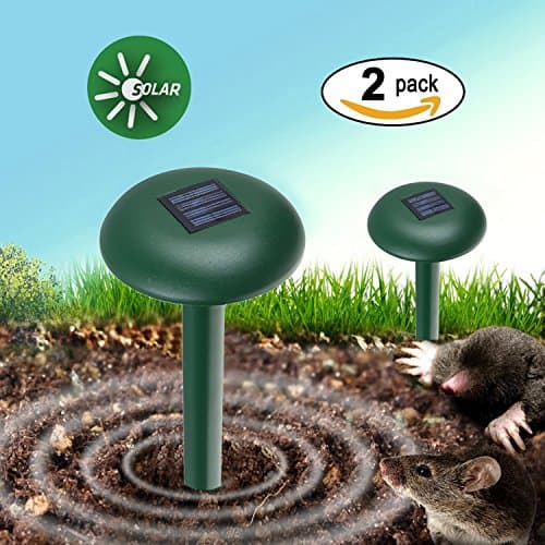 TYNICE 2PACK Mole Repeller Solar Sonic Mole Repellent Repel Mole Gopher Vole Rodent Repeller Spike IPX4 Waterproof
