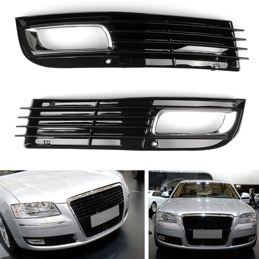 HBNW Chrome 1 Pair Front Upper Bumper Fog Light Mesh Grill for A8 D3 2008 2009 2010