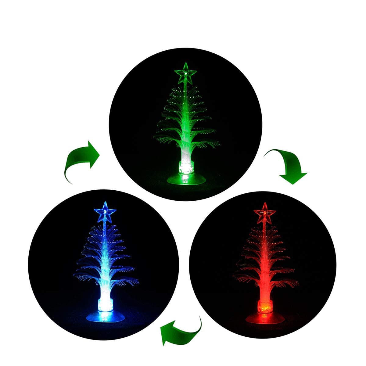 ANGROC USB Powered LED 4.75 INCH Mini 7 Colors Fiber Optic Christmas Tree with Top Star Light (Color Changing)