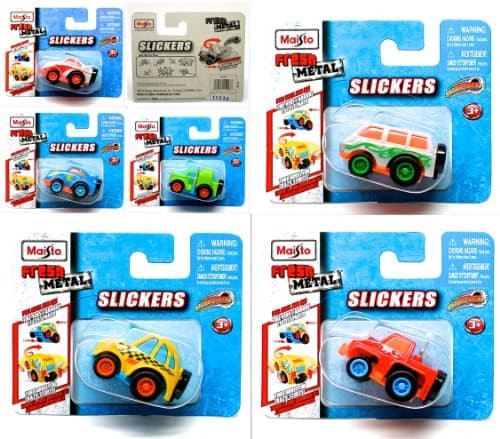 SLICKERS 2" Mini-Size Cars (Set of 6) * Pull-Back Powered Motor * 2013 Maisto Fresh Metal Motorized Vehicles (Set A)