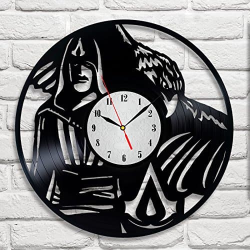 Assassin's Creed light grey Vinyl Record Wall Clock - Get unique bedroom or nursery wall decor - Gift ideas for boys and girls Fantasy Film Unique Art Design