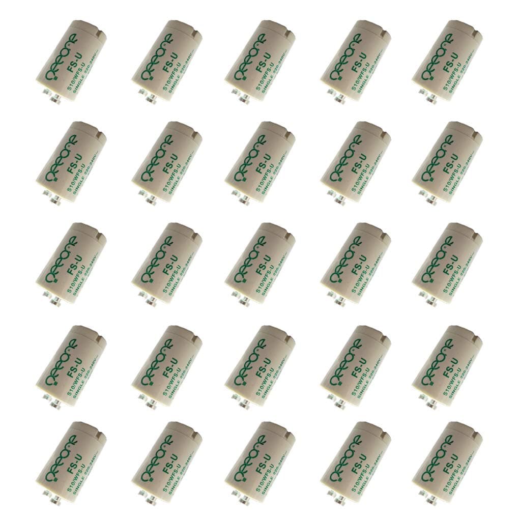 25 PCS x Oeeone Fluorescent Light Starter for 4W to 80W Neon Tubes Starter FSU S10 G13