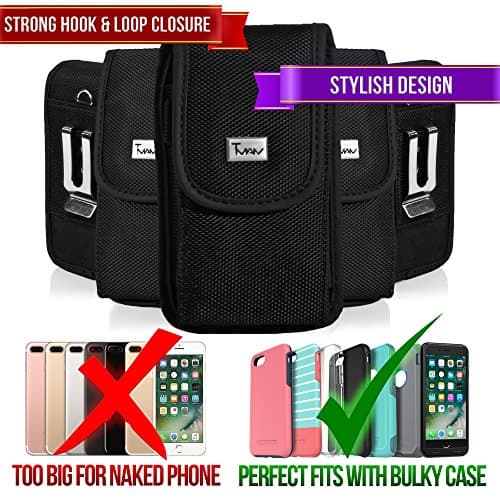 Rugged Heavy Duty Nylon Canvas Vertical EXTRA LARGE Oversize Belt Clip Case Pouch Holster for Microsoft Lumia 550 [PERFECT FITS WITH MAXBOOST BATTERY CASE ON IT ]
