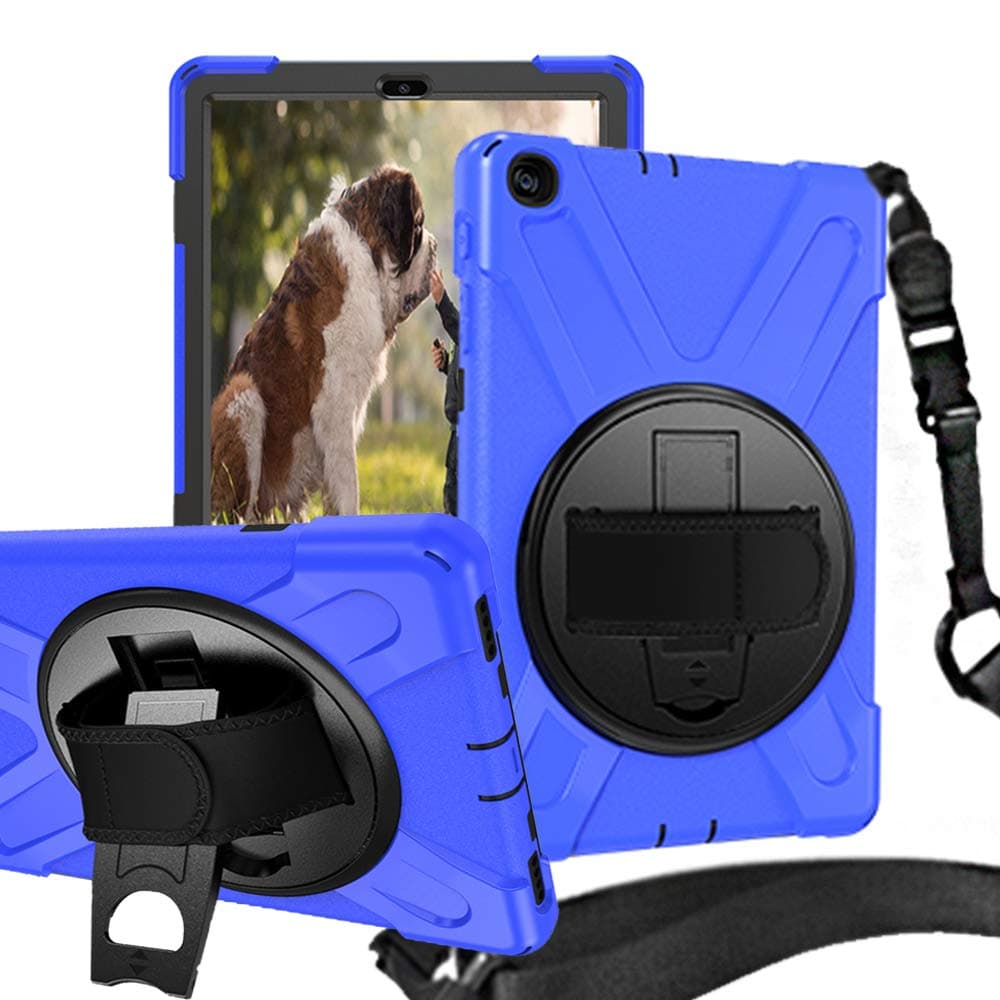 Rantice Samsung Galaxy Tab A 10.1 2019 Case, Heavy Duty Rugged Shockproof Drop Protection Case with 360 Stand, Handle Hand Strap & Shoulder Strap for Galaxy Tab A 10.1 SM-T510/T515 2019 (Blue)