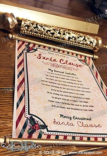Real Golden Scroll Custom LETTERS FROM SANTA Large Scrolls Design 1