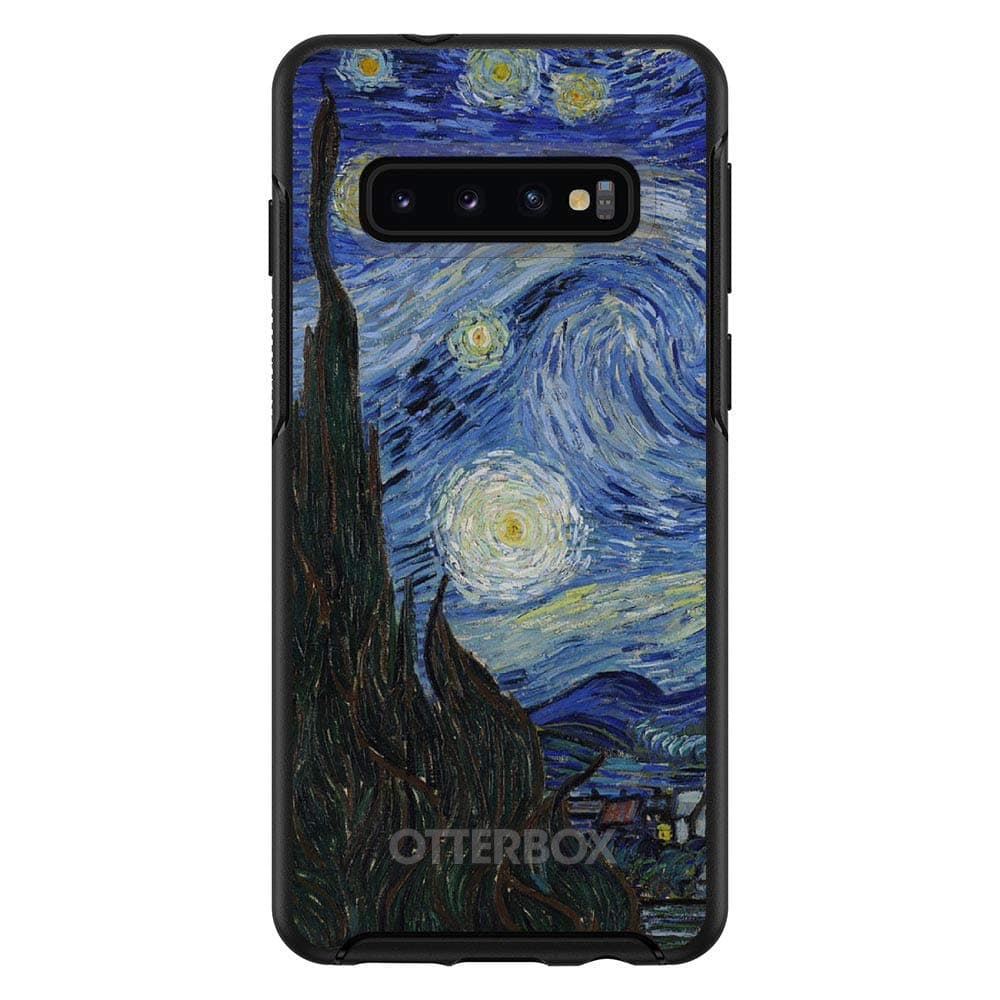 DistinctInk Case for Samsung Galaxy S10+ Plus (6.4" Screen) - Custom Black OtterBox Symmetry - Van Gogh Starry Night - Classic Art