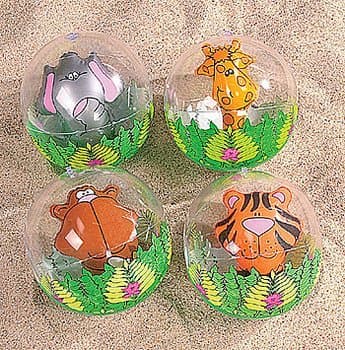 4 Zoo Animal Beach Balls