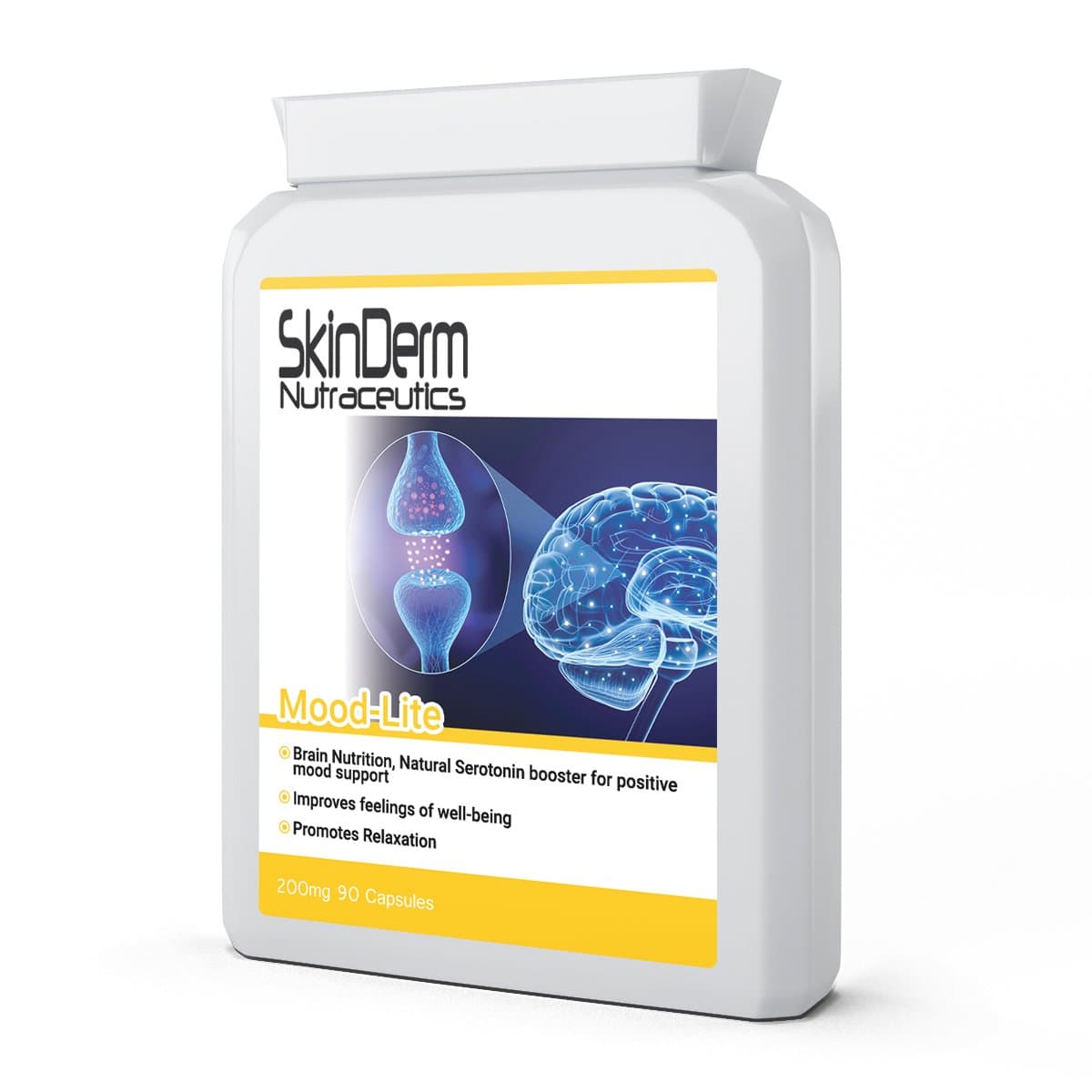 Mood-Lite 5-HTP | Hydroxy Tryptophan | 200mg | 90 Capsules Double Strength l Mood Elevator | Serotonin Enhancer | Vegan | UK GMP Manufactured