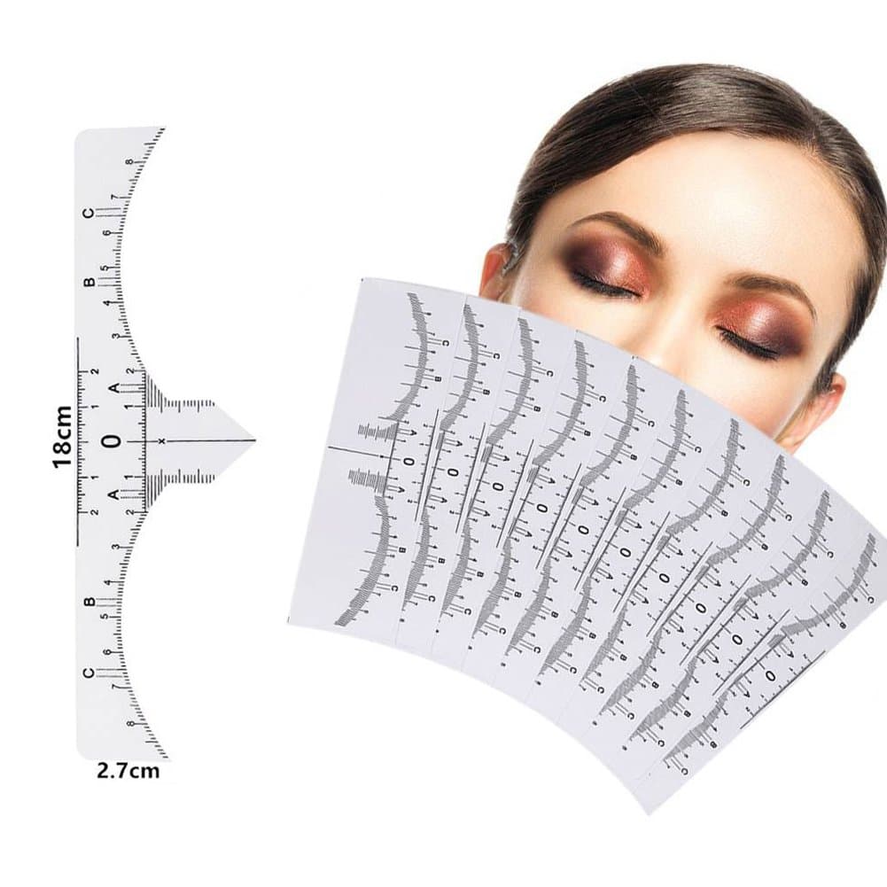 10/50/100 Pcs Disposable Eyebrow Ruler Sticker for Microblading, Makeup Sticker Disposable Adhesive Eyebrow Measurement Ruler,Eyebrow Guide Ruler Permanent and Perfect Eyebrow Makeup Tool (10 Pcs)