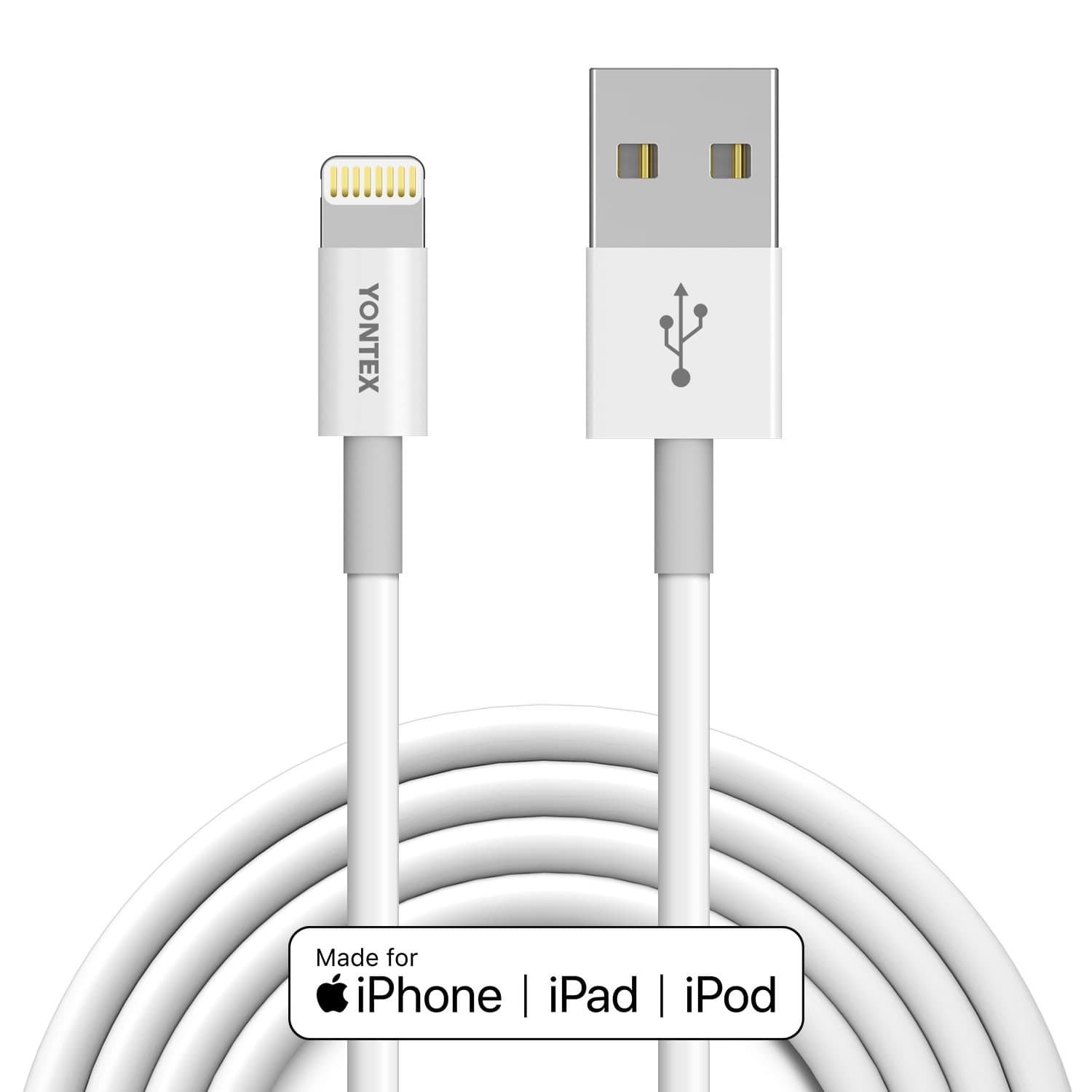 YONTEX Lightning Cable，Apple MFi Certified，2M (6FT) iPhone Lightning to USB-A Charger Cord - Singel [ 24-Month Warranty ]