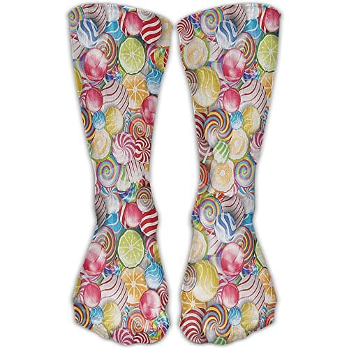 Colorful Spiral Sugar Candy Sweets Art Printed Socks Crazy Patterned Fun Long Cotton Socks