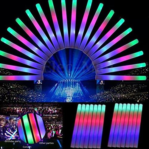 30 Pcs LED Light Up Multi Color Foam Baton LED Light Sticks Multicolor Changing Light Batons for Weddings Parties Dancing Vocal Concert Party Flashing Light DJ Wands Giveaways