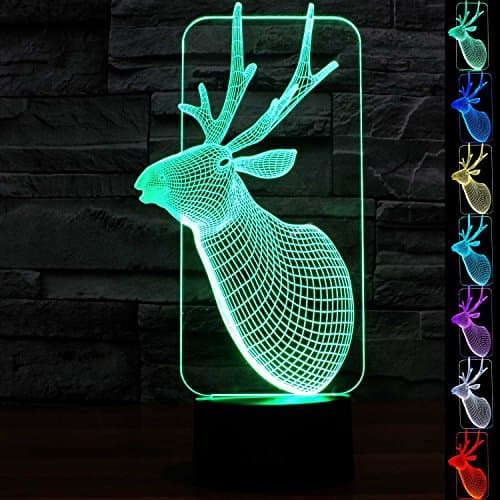 Unique Night 3D Deer Balloon 7 Color LED Does Not Get Hot By ALUONI Ideal In A Nursery or bedroom a Great Unique Gift Idea