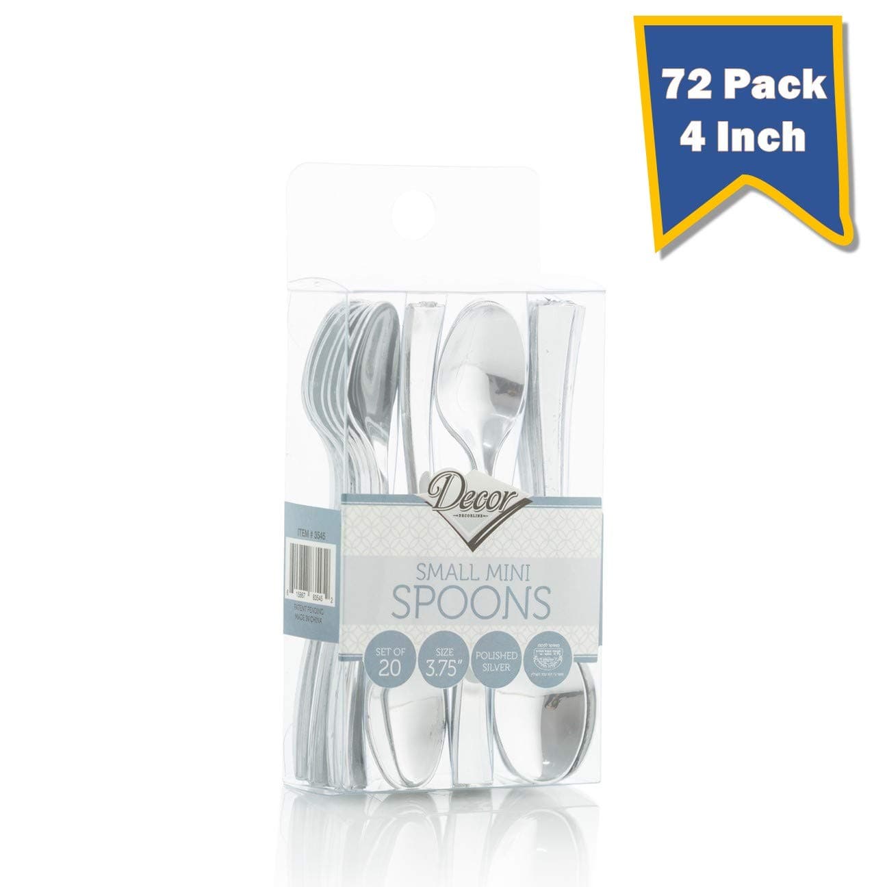 Posh Setting Disposable Plastic Mini Spoons, Silver Plastic Tasting Spoons, 4 inch Spoons, Great for Desserts, Sampling, or Appetizers