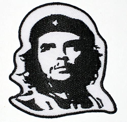 Patch Iron On Sew On " Che Guevara " Punk Pop Revolution Cuba Embroidered 3.45 Inch / 3.2 Inch (White)