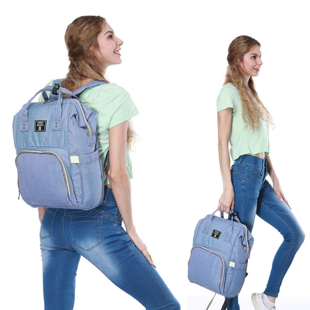 Nappy Changing Backpack,Hands-Free Diaper Bag Rucksack w Waterproof Changing Mat, Stroller Hook, Insulated Pockets, Mum Dad Backpack Blue Purple