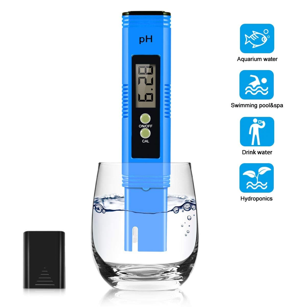 Digital PH Meter, 0.01 PH High Accuracy Water Quality Tester with 0-14 PH Measurement Range for Household Drinking, Pool, Hydroponics and Aquarium Water PH Tester Design with ATC