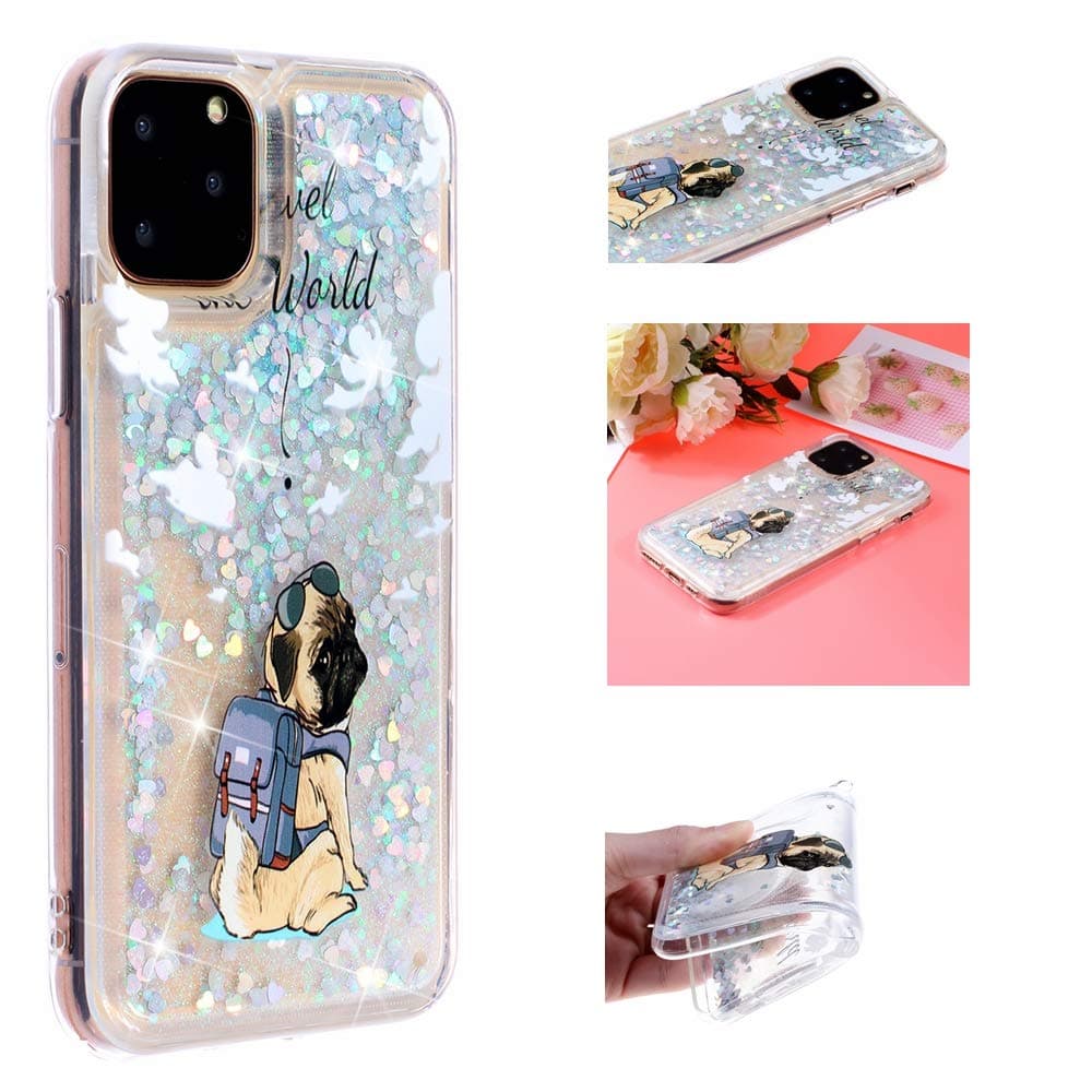 HiCASE Pro Case for iPhone 11 Pro Max, Cute Shiny Sparkle Glitter Bling Liquid Quicksand Protective Case Clear Back Shockproof Slim Soft TPU Silicone Bumper Transparent Cover
