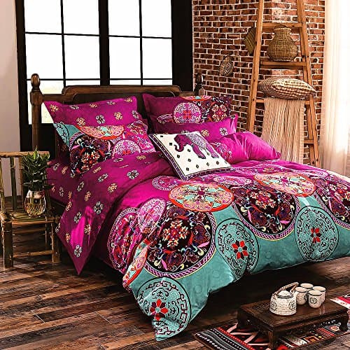 Senmiya Comforter Cover, 3PCS Boho Bedding Set,Luxury 100% Super Soft Microfiber,King Size,Pink Color,Lightweight Polyester 1 Duvet Cover Set+2 Pillow Shams,Protect and Cover your Comforter