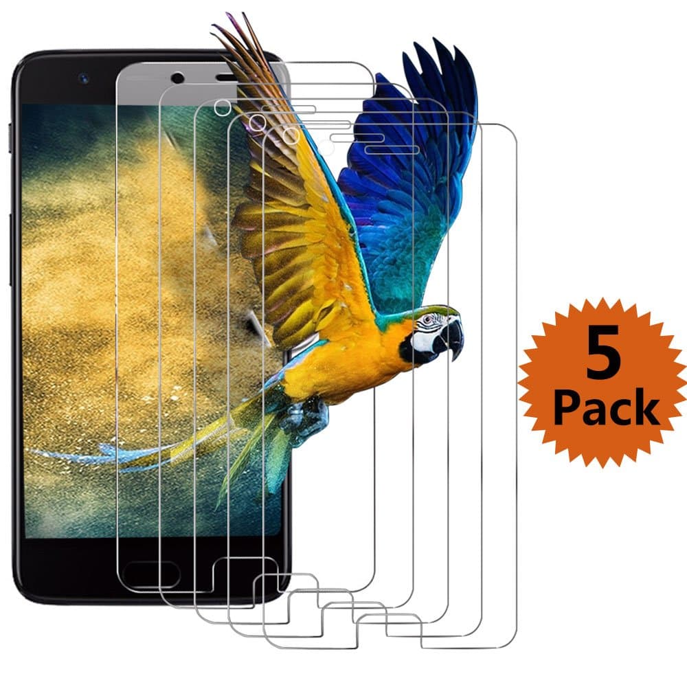 OnePlus 5T Screen Protector, [9H Hardness][Bubble Free][Anti-Scratch] [Crystal Clear] Tempered Glass Screen Protector Compatible OnePlus 5T, Gift for Boys, Girls, Men, Women [5-Pack]