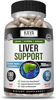 Kaya NaturalsLiver Support | Gut Health Supplements for Women and Men | Milk Thistle and Dandelion Root Capsules | Detox Cleanse Liver Supplements with Artichoke Extract and Chicory Root 180 Count