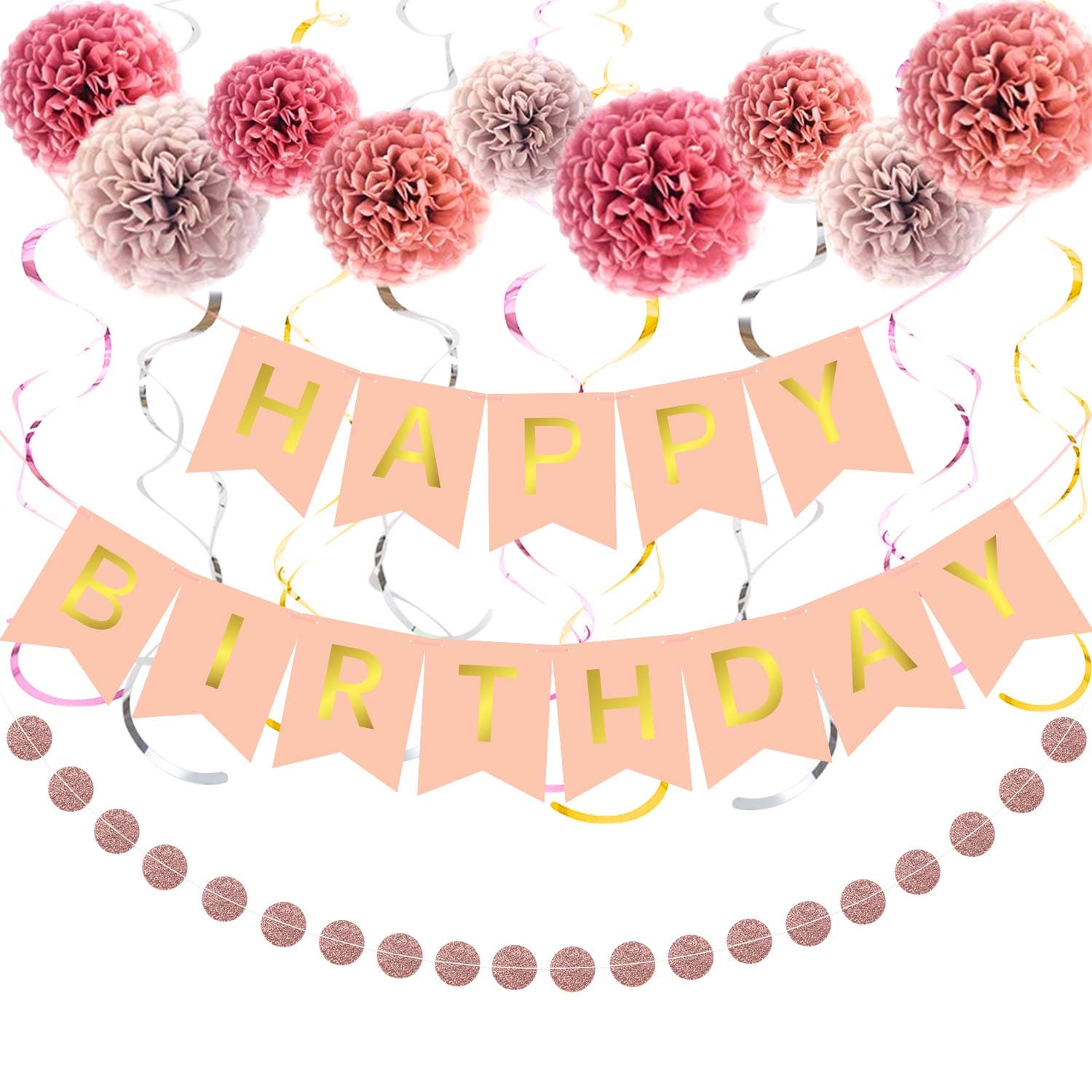 Rose & Gold Birthday Decorations