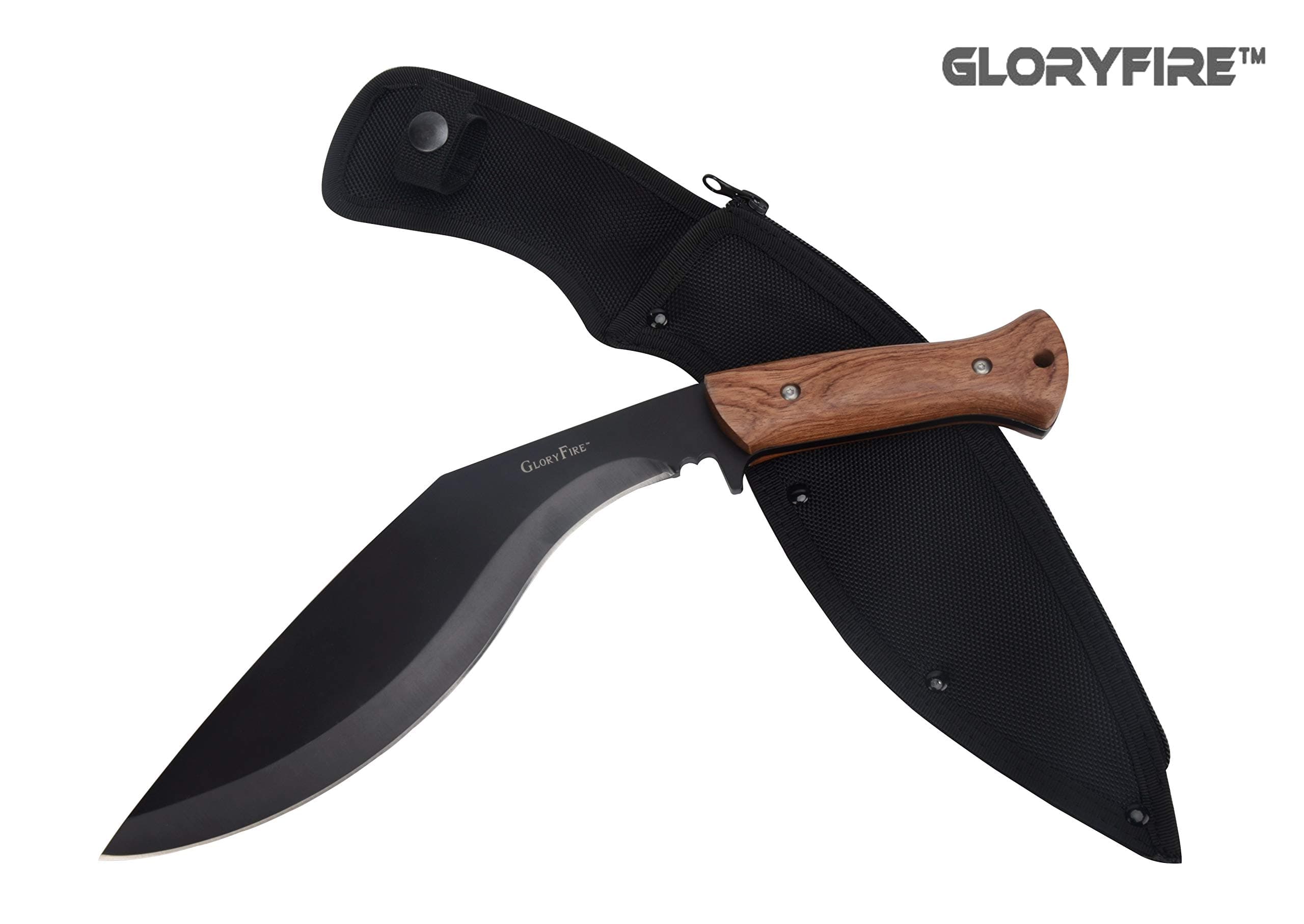 GLORYFIRE Kukri Knife AUS-8 Stainless Anti-rust Processed Arc Hand Protected Design Fixed Blade Full Tang with Nylon Sheath Tactical Kukri Knife
