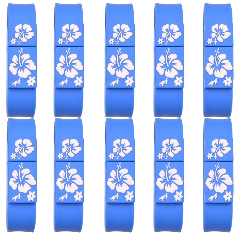 Uflatek 2 GB Memory Stick 10pack Flash Drives Blue Thumb Drive USB 2.0 Silicone Wristband Pendrive Bracelet Jump Drives for Computers PC and Tablet