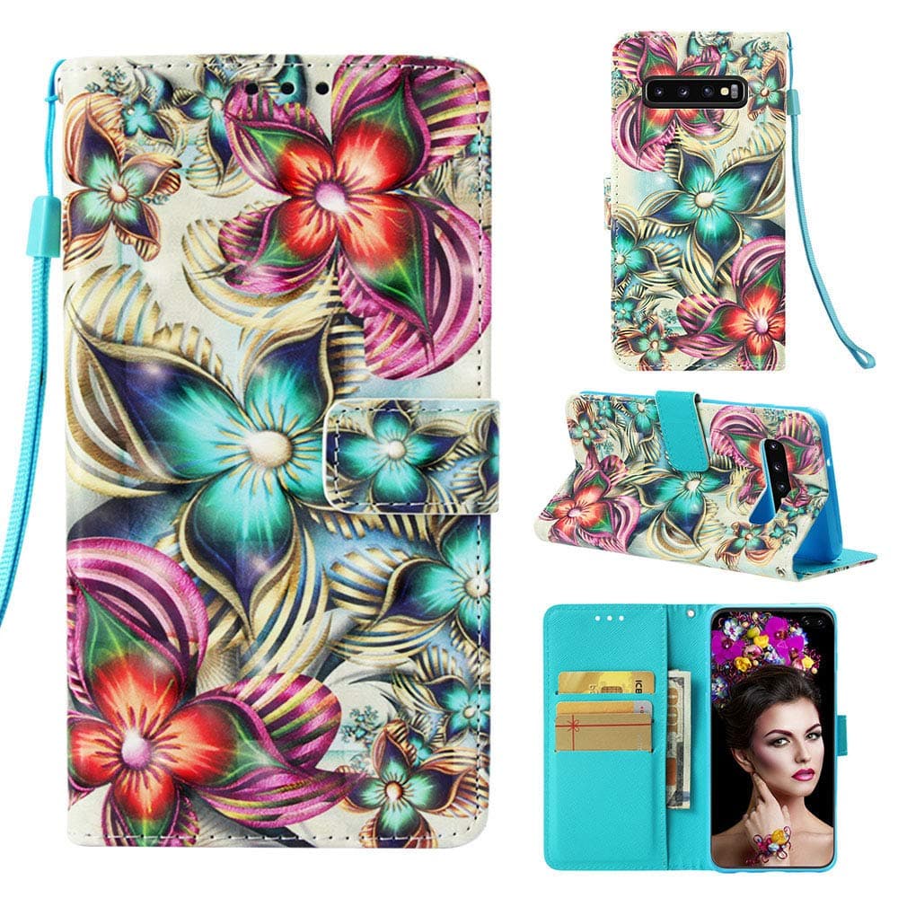 Galaxy S10 Plus Case, UZER 3D Series Premium PU Leather Shockproof Kick Stand Function Flip Wallet Case with Card Holder ID Slot Money Pocket Durable Magnetic Book for Samsung Galaxy S10 Plus 6.4"2019