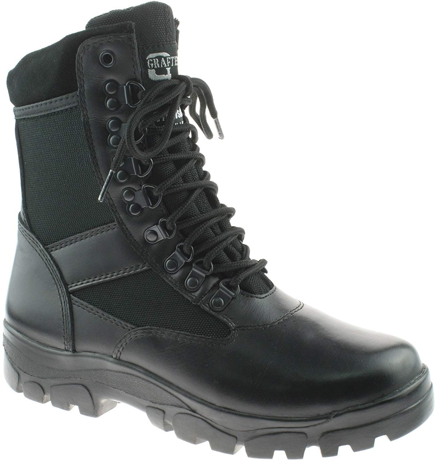 Men's Leather Cadet Force Boots 9 Black