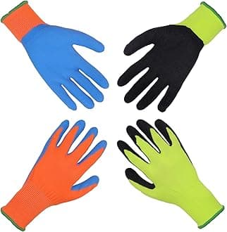 HANDLANDY 2 Pairs Kids Garden Gloves for Age 2-3, Age 4-5, Age 6-13, Foam Rubber Coated Gardening and Work Gloves for Girls Boys（XS,Age 8-10）