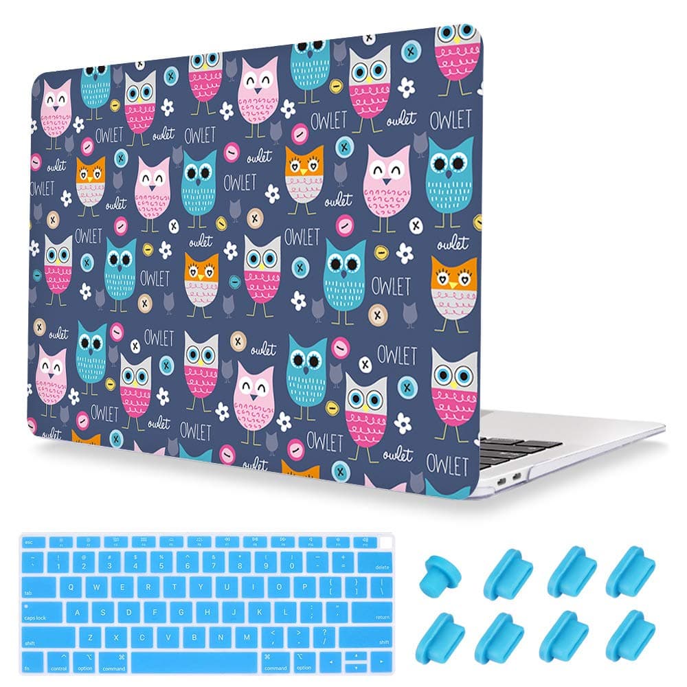 Cute Image Rubberized Clear Laptop Case + Keyboard Skin + Dust Plug for MacBook Air 12 Retina inch (Model:A1534) - Owlet Flower