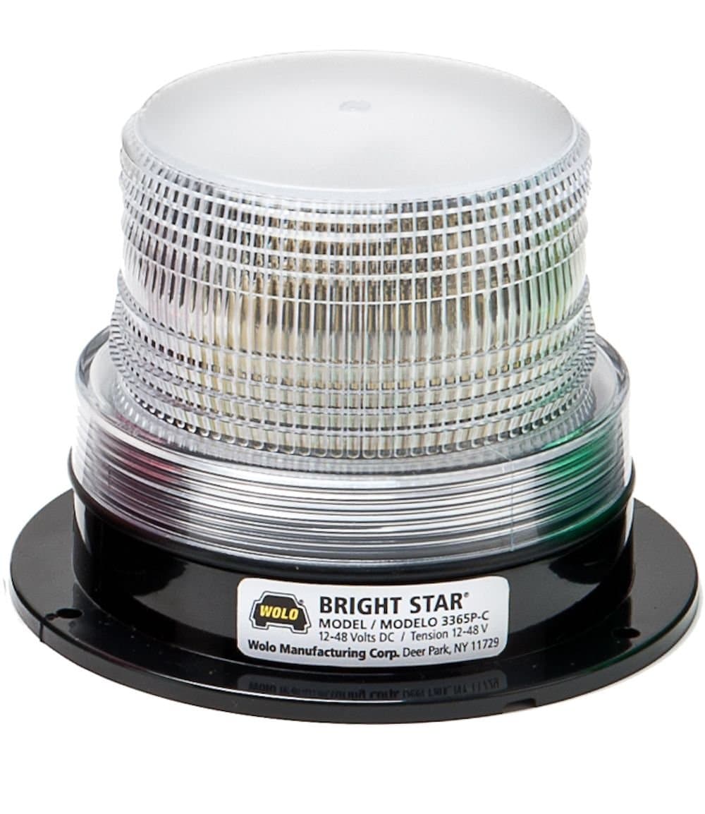 Wolo (3365P-C) Bright Star Emergency Warning Strobe Light - Clear Lens, Permanent Mount