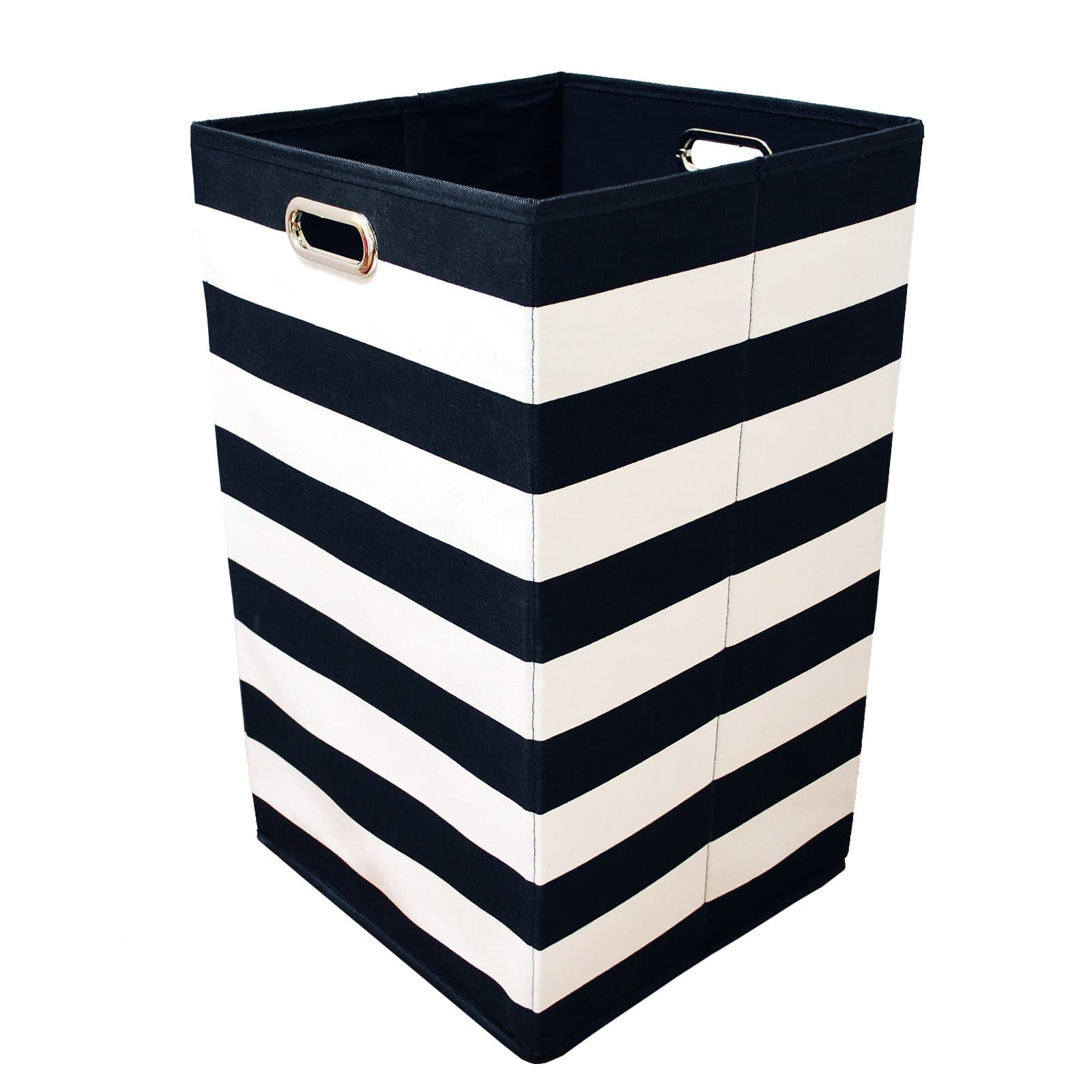 Foldable Collapsible Laundry Hamper - Best Fabric Canvas Collapsible Laundry Basket Bin (23 x 14 x 14, Black Stripe)