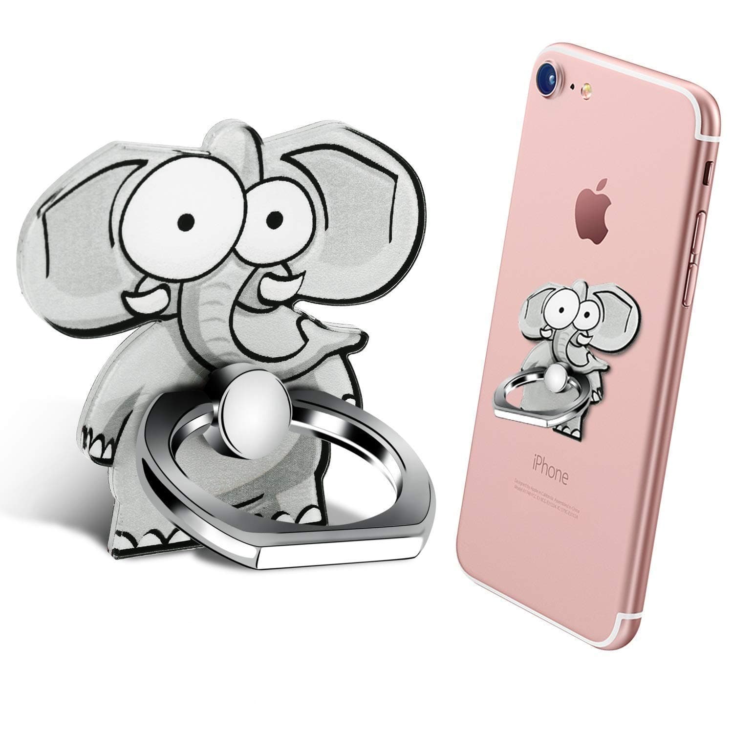 BeFunky Universal Mobile RingGrip Holder Stand with Phone Grip 360 Degree Rotation with Finger Ring for All Mobiles and Tablets (Elephant)