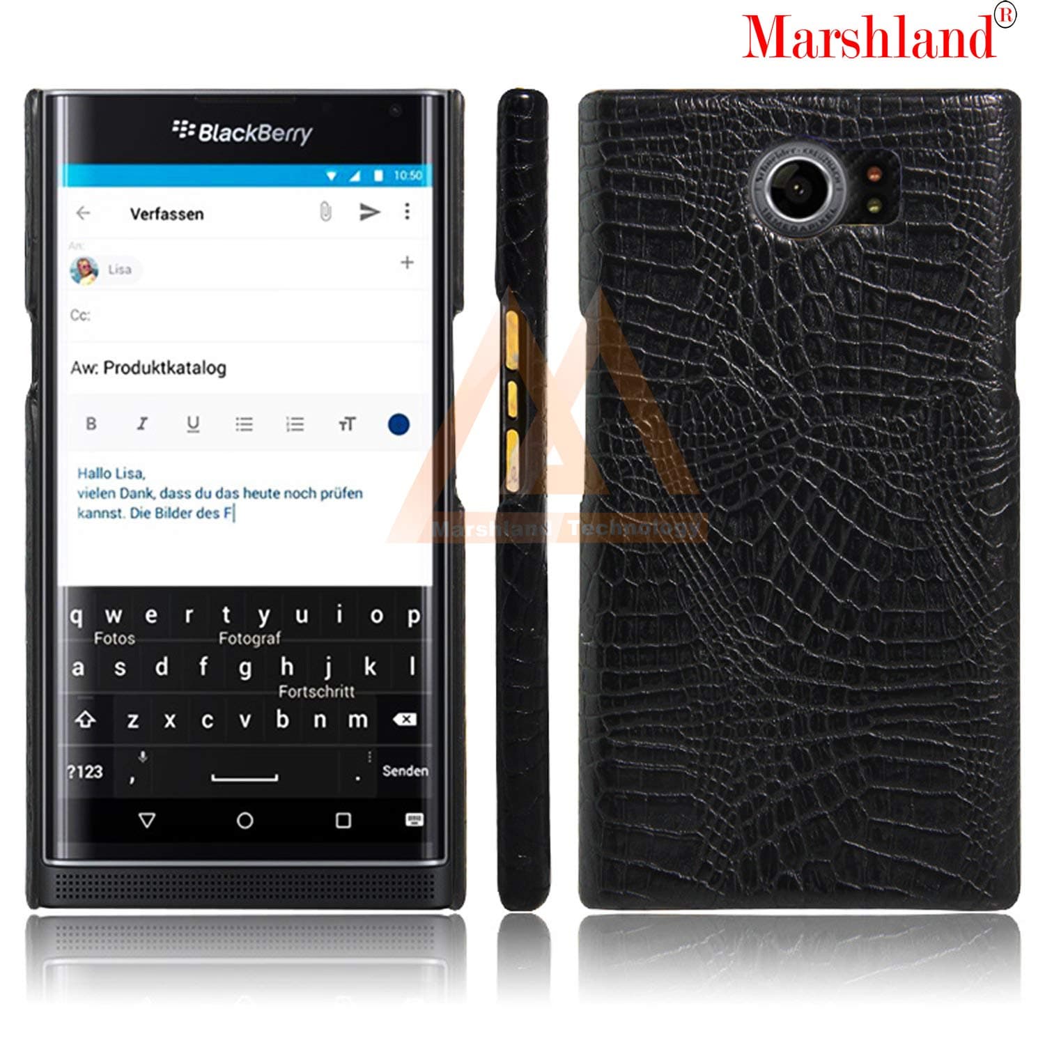 MARSHLAND Silicone Hard Case Crocodile Pattern Back Cover Compatible for BlackBerry Priv (Black)