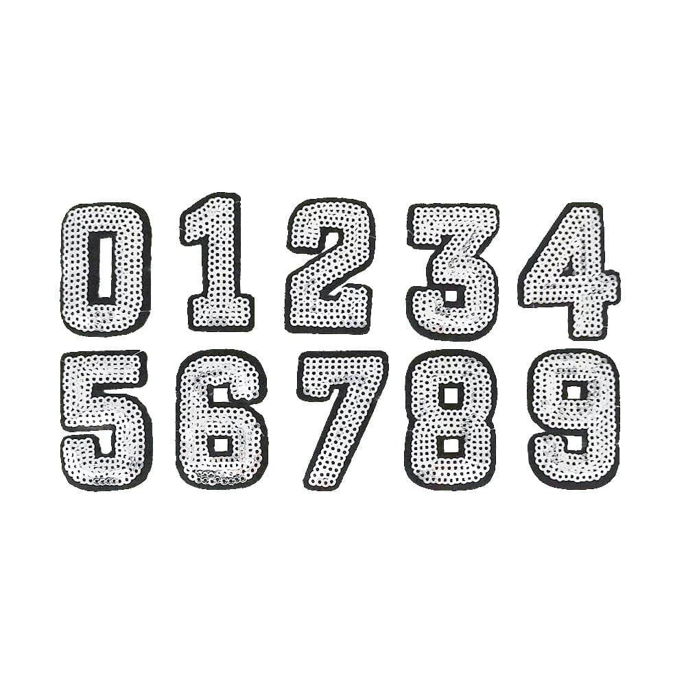 Dandan DIY Sequins Number 0-9 Embroidered Patch Sew On/Iron On Patch Applique Clothes Dress Plant Hat Jeans Sewing Flowers Applique DIY Accessory (Sequin Number 0-9)