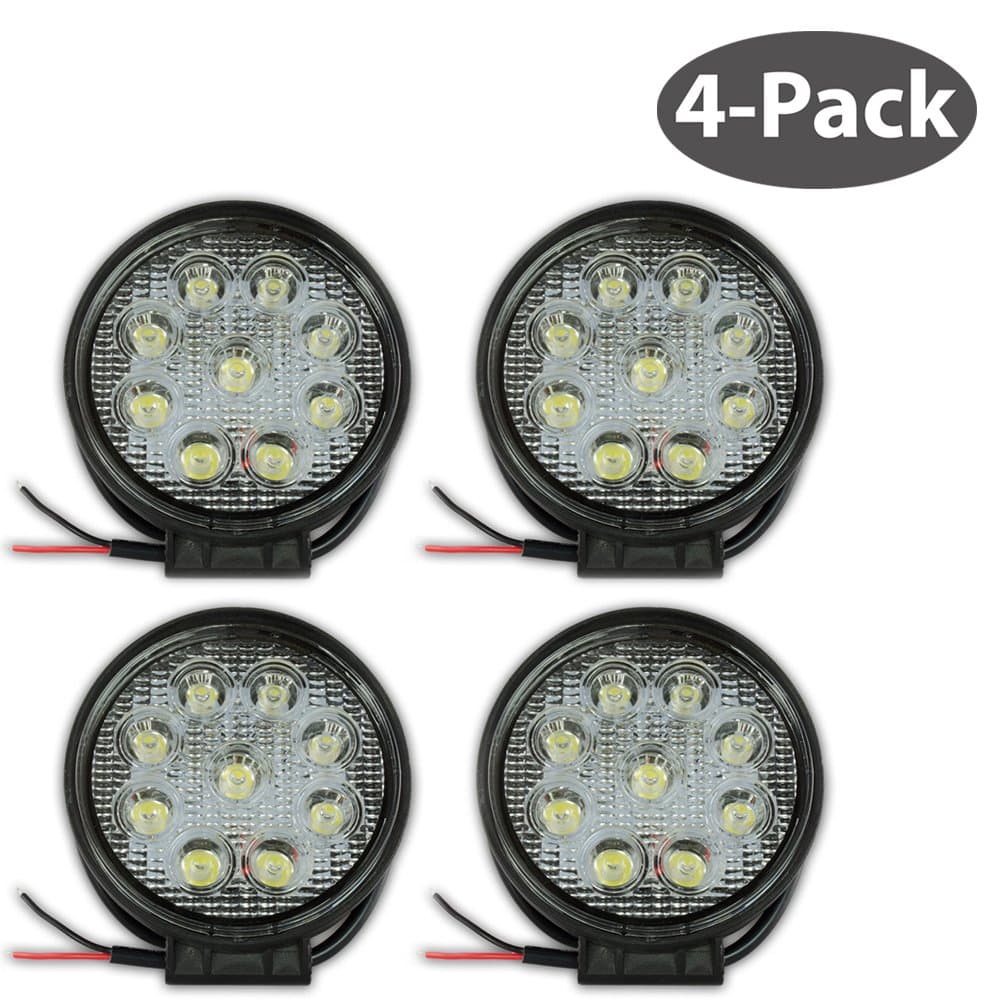 AutoLink LED 27W High Power Work Light Lamp (4-Pack) - For Off Road, Truck, Boat, ATV, Tractor, 4x4, Construction, and More - Super Bright 2150 Lumen Waterproof Spot Work Light, 30000 Hour Life