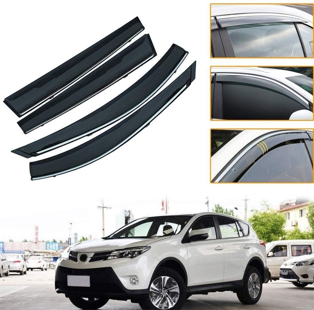 For CHR 2018 Side Door Window Visor Deflector Acrylic Sun Shade Rain Guard Deflector Guard Vent Covers Protector Tape-On Mount 4Pcs (Size : Toyota RAV4 XA40 2014-2018)