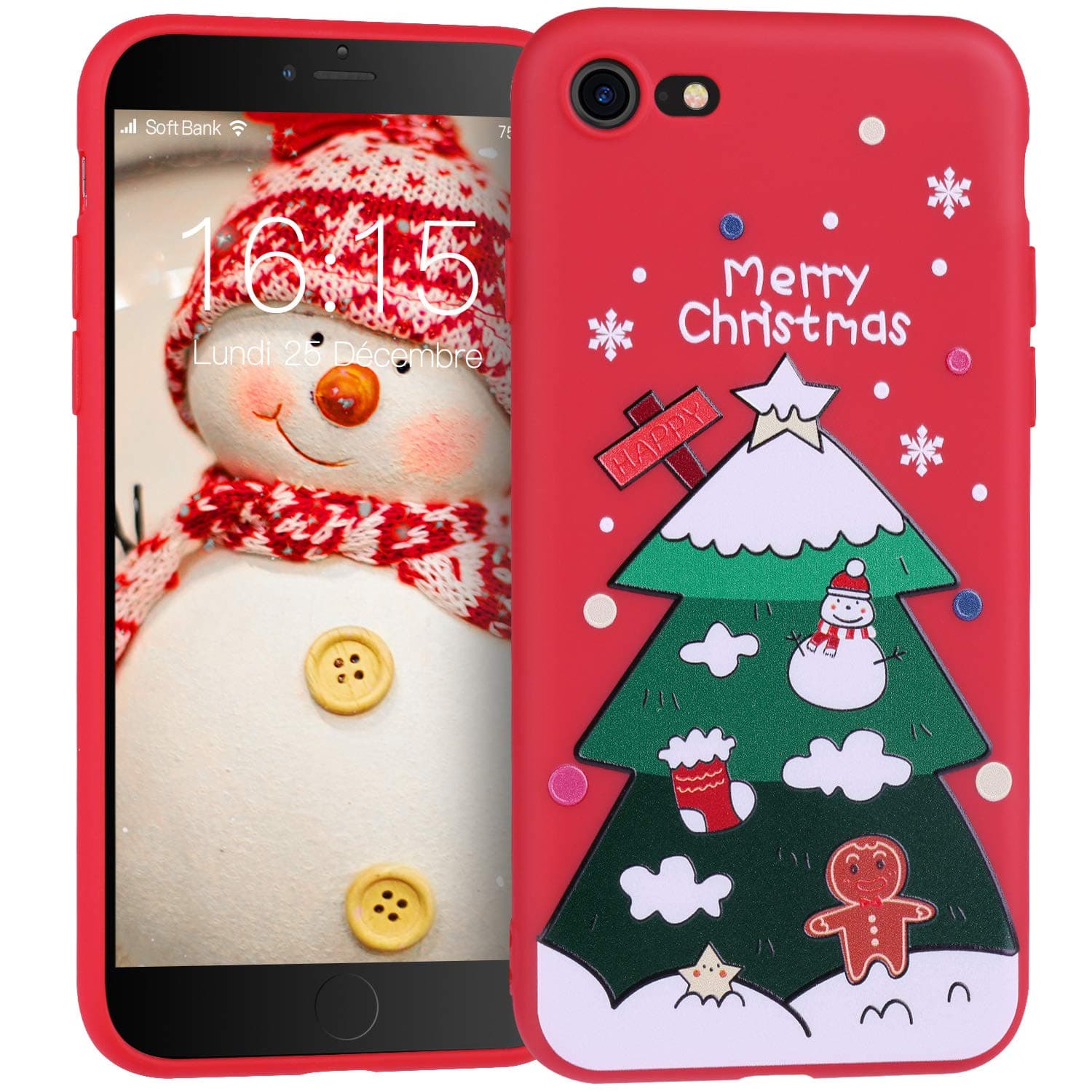 JASBON Case for iPhone 8,iPhone 7,Soft TPU Cover Christmas theme-Christmas Tree